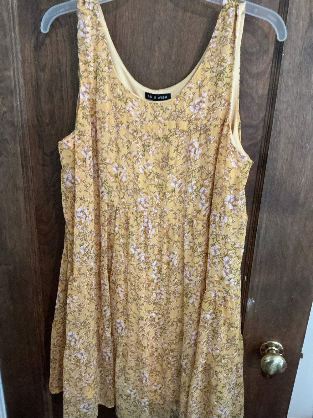 As U Wish Yellow Floral tiered Midi Dress size large tiered